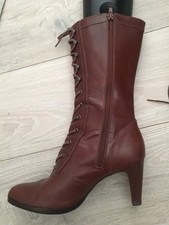 Womens Leather  Chestnut Colour Lace -up Victorian Style Boots 7cm Heel VGC