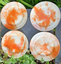Stadium Bandalasta style Art Deco early plastic orange cream tea/side plates x 4