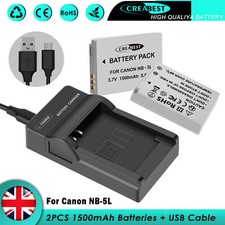 2x NB-5L Battery + Charger For