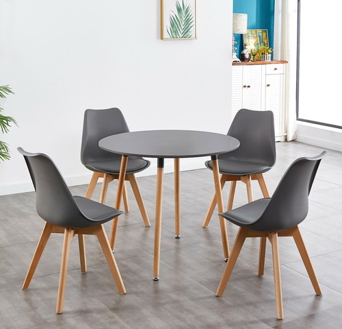 Round grey dining table set - round,
