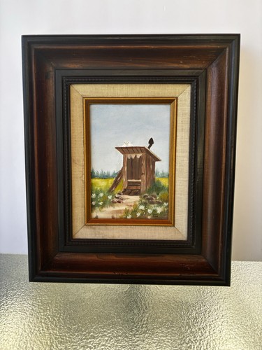 Signed tina outhouse folk art - signed,