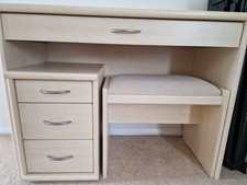 Nolte Dressing Table With Drawer, Stool And Small 3 Drawer Chest. Maple Finish