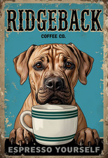 Ridgeback Coffee Co Metal Sign, Rhodesian Ridgeback Sign, Coffee Plaque