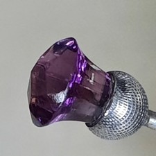 Hallmarked Sterling Silver Pickle Fork with Thistle Amethyst Finial