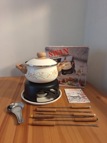 Vintage fondue set swan - vintage,