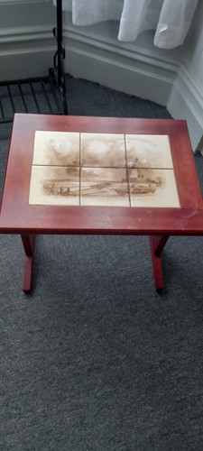Side table with tiled - with, top