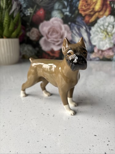 Porcelain boxer dog statue - boxer,