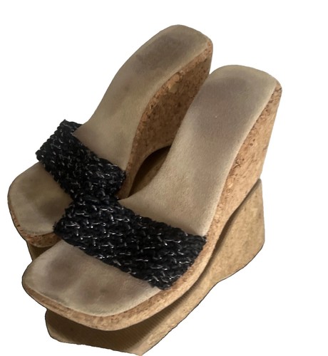 Nine west black woven wedge - black,