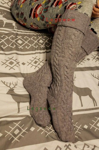 Soft cable knit knee - knit, otk