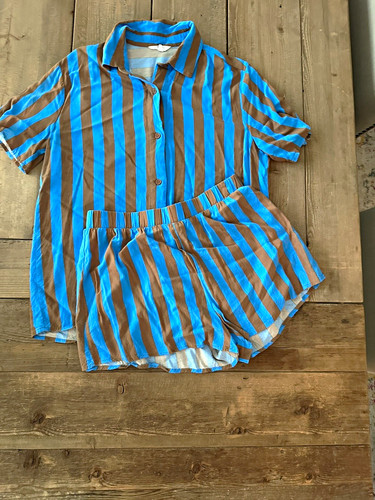 Blue brown striped piece - brown, 2