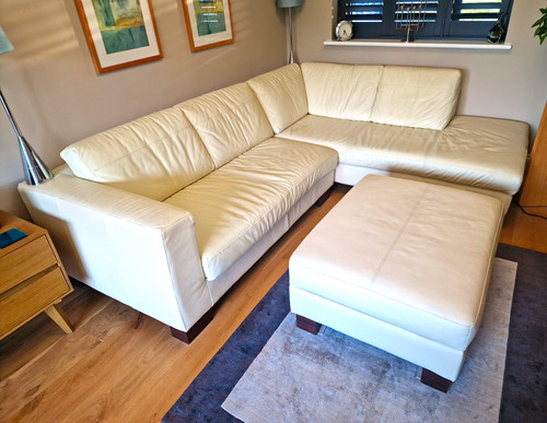 Harveys cream leather corner - harveys,