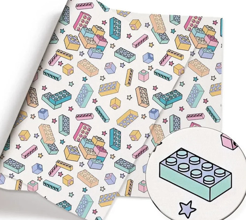 Polycotton fabric pastel lego - fabric,