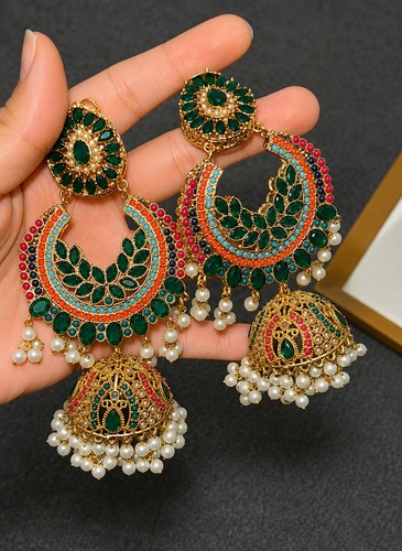 Gold plated chandbali jhumka - gold,