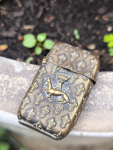 Antique brass vesta case - vesta, 1800s