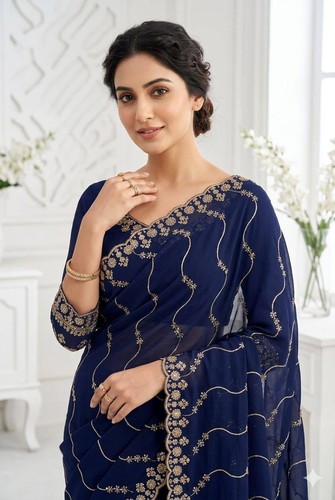 Georgette silk sequence saree