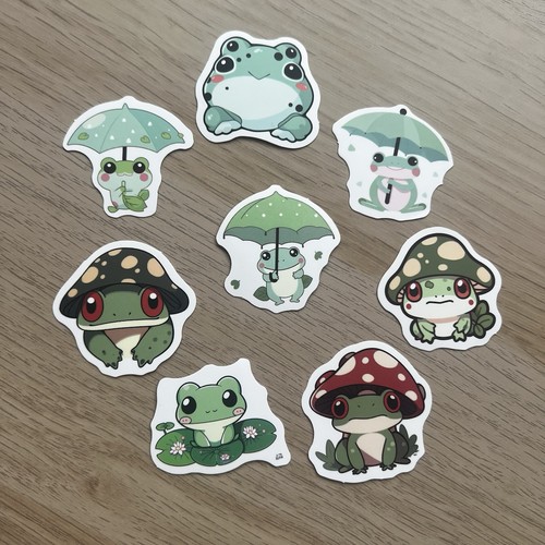 Cute frogs toadstool mushroom - frogs,