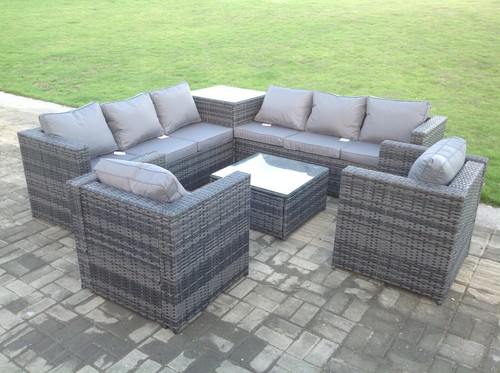 Seater grey rattan corner - seater,