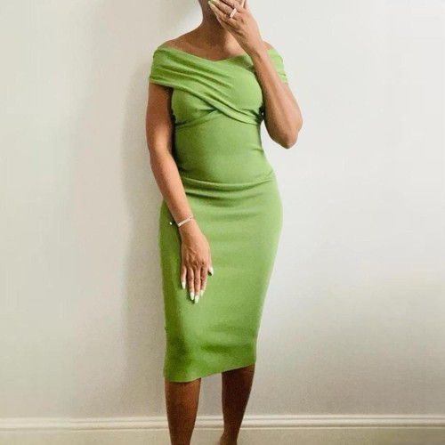 Zara green knit midi dress - knit,