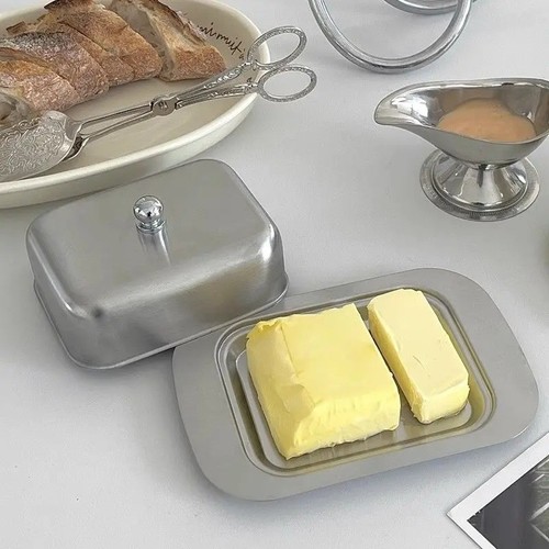 Stainless steel butter dish - steel,