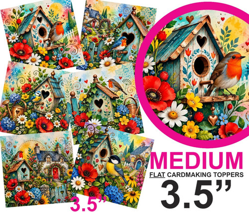 Birdhouse garden birthday card - garden,