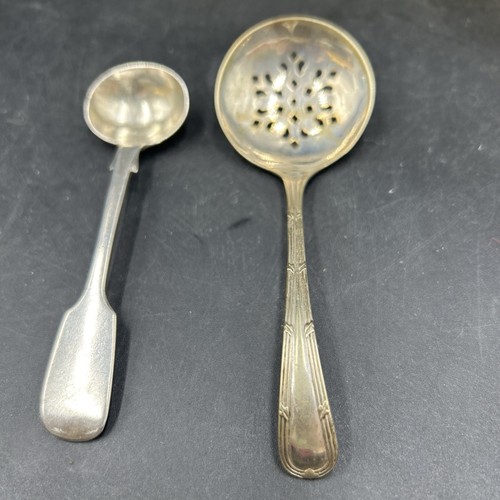 Antique silver salt spoon - salt,
