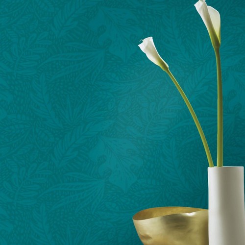 Teal flower foliage wallpaper - foliage,
