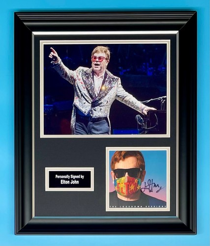 Elton john signed photo - john, framed