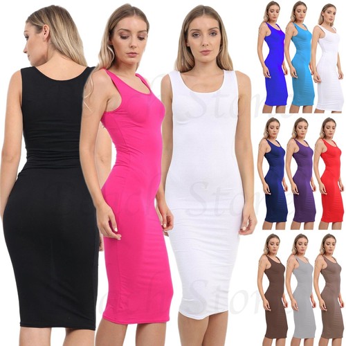 Womens sleeveless midi bodycon - womens,
