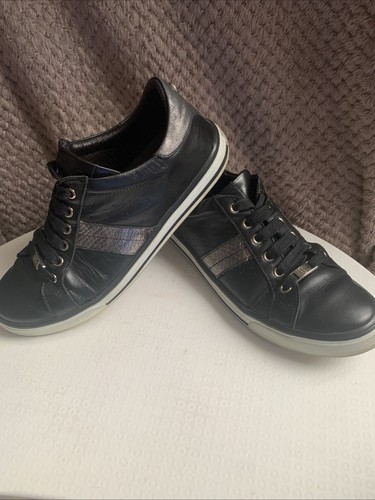 Ladies black leather - leather, trainers