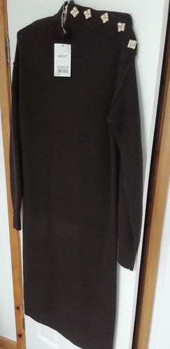 Next brown midi jumper dress - brown,