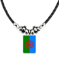 Gypsy Romani People Soft Black Leather Necklace With Velvet Gift Bag