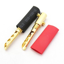 10pcs Gold Hollow Pin Banana BFA-Z 4mm Speaker Cable HIFI Connector w/Heatshrink