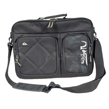 Quiksilver Men's Messenger Bag Black Medium Polyester Dual Front Zip Pockets