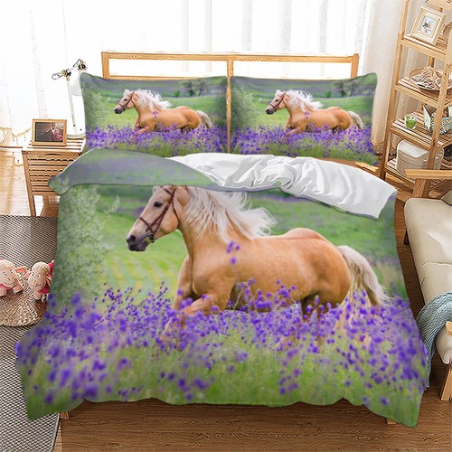 Horse florals duvet cover - 3d,