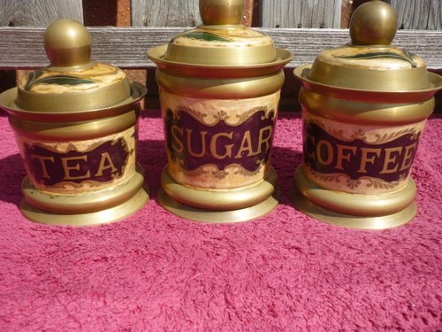 Vintage set brass enamel - set,