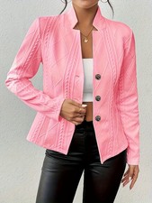 Womens Long Sleeve Button Up Blazer Suits Ladies Work Jacket Coat Tops SIZE 6-18