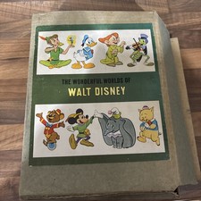 The Wonderful Worlds of Walt Disney 4 Book Set with box - Grolier UK - 1965