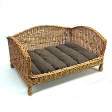 Luxury Medium Size Wicker Dog Bed Basket Settee with Cushion 