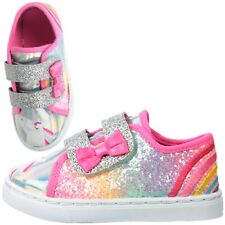 GIRLS PINK SILVER GLITTER UNICORN CASUAL RAINBOW TRAINERS SHOES UK SIZE 5-10