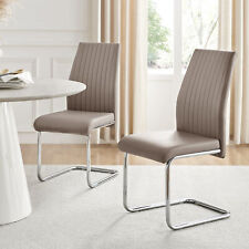 LORENZO x2 Faux Leather Silver Chrome Dining Chairs   * Ex-Display *