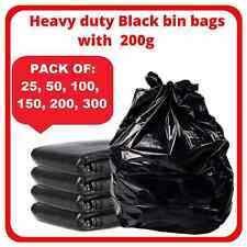 EXTRA STRONG HEAVY DUTY BLACK BIN LINERS BAGS RUBBISH WASTE REFUSE SACKS 200G UK