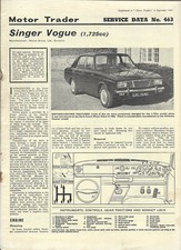 SINGER VOGUE, Service Data No
