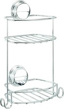 2 TIERS CHROME CORNER SHOWER CADDY BATHROOM STORAGE SHELF ORGANIZER BASKET