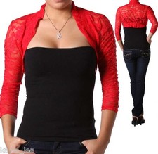 Red 3/4 Sleeve Stretch Lace
