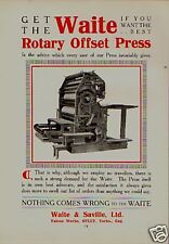 1914 advertising print !  the waite rotary offset press   