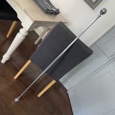 Chrome Extending Curtain Pole + Brackets + Finials 110 - 210 Approx