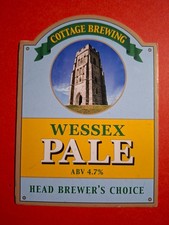 COTTAGE brewery beer pump clip WESSEX PALE real ale badge front CLOSED Somerset