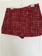 NWOT Zara Red, black, white Tweed Skort In Size Large