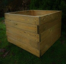 Wooden Garden Planter Large Square Plant Flower Trough Timber Box Pot Glaisdale