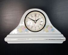 VINTAGE MANTEL STYLE SHELF QUARTZ CLOCK WHITE PORCELAIN WITH FLORAL PATTERN